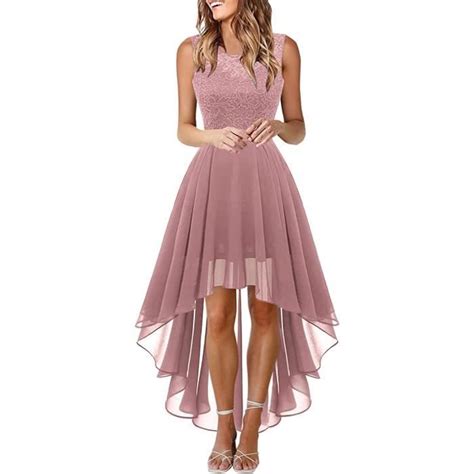 Robe en Dentelle pour Femme Soirée Cocktail Bal High Low Jupe