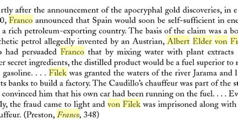 Francisco Franco Got Scammed By An Austrian That Sold Him An Herbal Formula To Turn Water Into