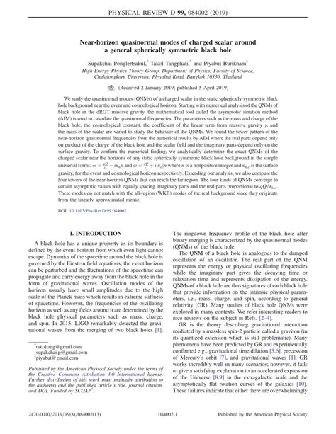 PDF Near Horizon Quasinormal Modes Of Charged Scalar Around A General