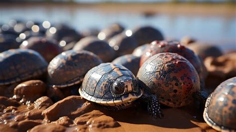 Premium AI Image | Turtles Hatched from Eggs on the Beach and Crawl