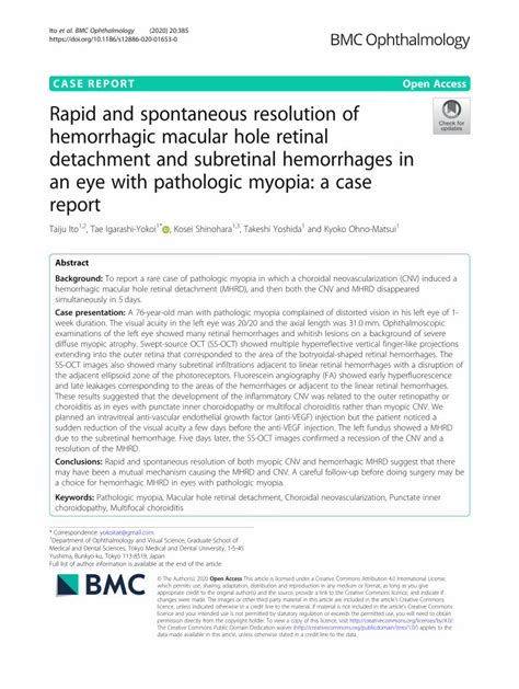 PDF Rapid And Spontaneous Resolution Of Hemorrhagic Macular