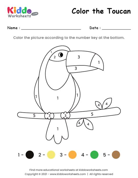 Free Printable Color The Toucan Worksheet Kiddoworksheets