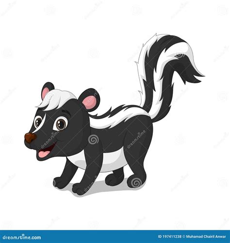 Cute Skunk Cartoon On White Background Stock Vector Illustration Of