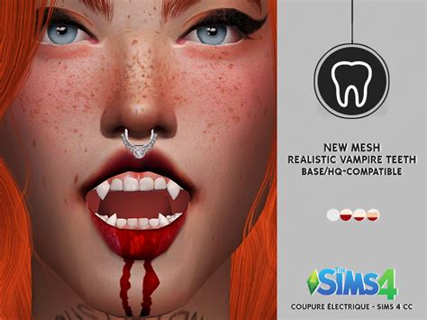 Realistic Vampire Teeth Redheadsims Cc Sims 4 Vampire Teeth Sims