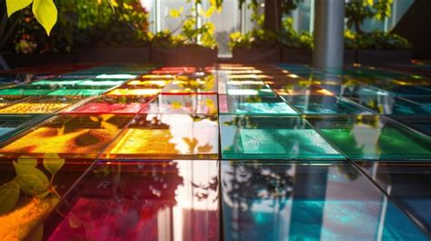 Premium Photo | A futuristic rooftop covered in translucent colorful ...