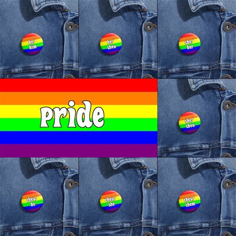 Pride Flag Pronoun Pins LGBT Lesbian Gay Bisexual Trans She Him They Etsy