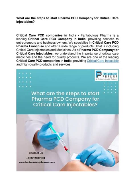 Ppt What Are The Steps To Start Pharma Pcd Company For Critical Care