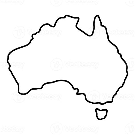 stylized simple outline map  australia icon blue sketch map