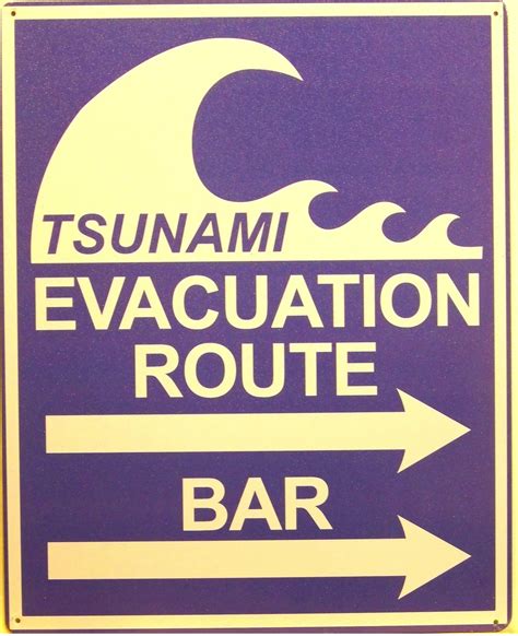 TSUNAMI EVACUATION sign - Old Time Signs