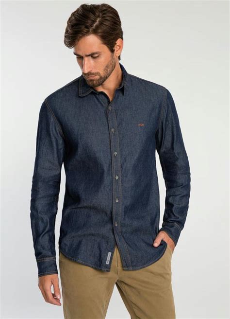 Camisa Jeans Azul Hangar