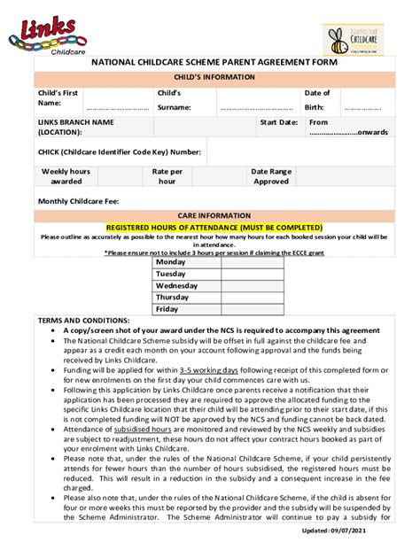 Fillable Online Ncs Parent Agreement Form Fax Email Print