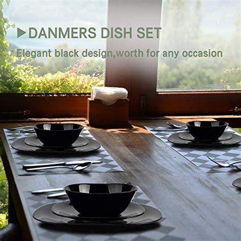 Dinnerware Set 18-Piece Dinnerware Set Black Kitchen Dinner Set Service ...