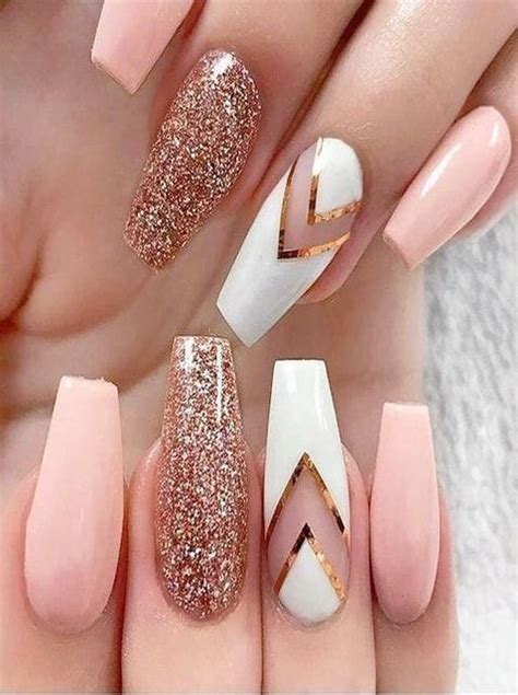 Blush And Rose Gold Glitter Nail Art Wedding Nail Spring Wedding Summer