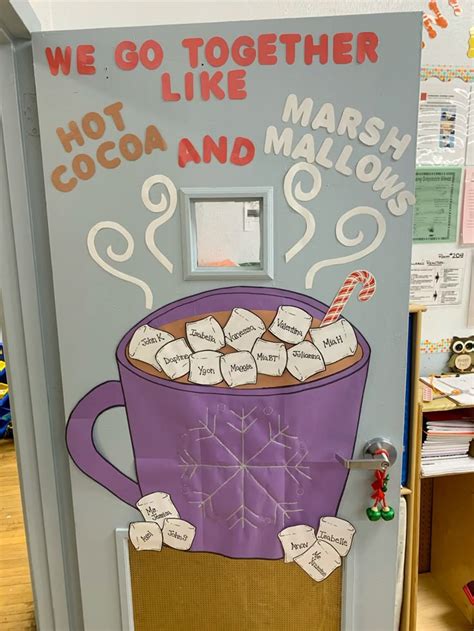 Winter Classroom Door Decoration Hot Cocoa And Marshmallows Theme