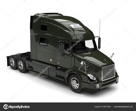 Dark Olive Green Semi Trailer Truck Top View — Stock Photo © Trimitrius #235417834