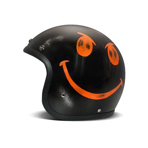 Casco Moto Dmd Jet Vintage Handmade Smile Black