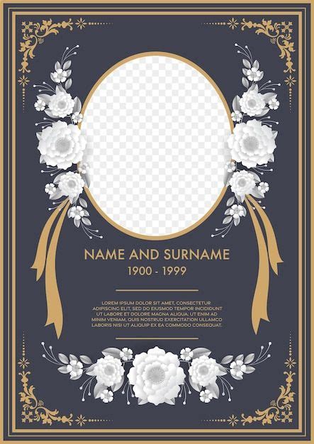 Premium Vector Memorial Funeral Card Templates With Flowers Paper Cut