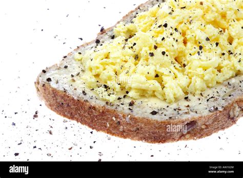 Scrambled Eggs On Bread Stock Photo Alamy