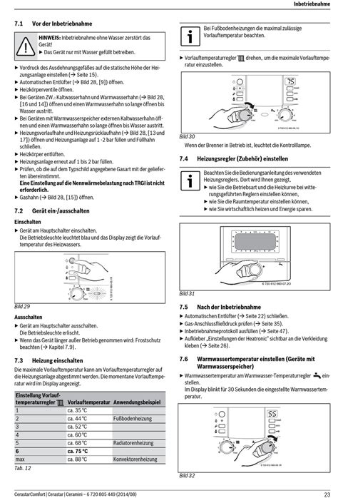 Vor Der Inbetriebnahme Gerät Ein Ausschalten Heizung Einschalten