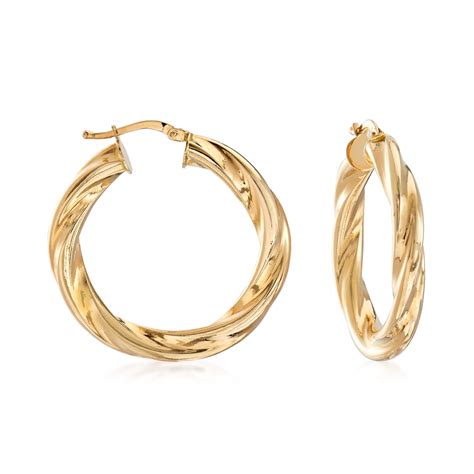 Italian 14kt Yellow Gold Twisted Hoop Earrings Ross Simons