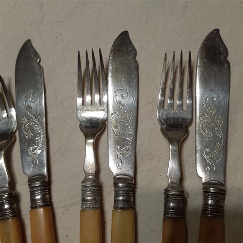 Cutlery Vintage EPNS Fish Knife And Fork Set Pretty Engraved Knives