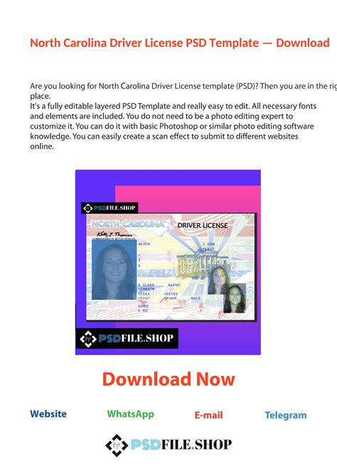 North Carolina Driver License Psd Template Download By Psdfileshop Issuu