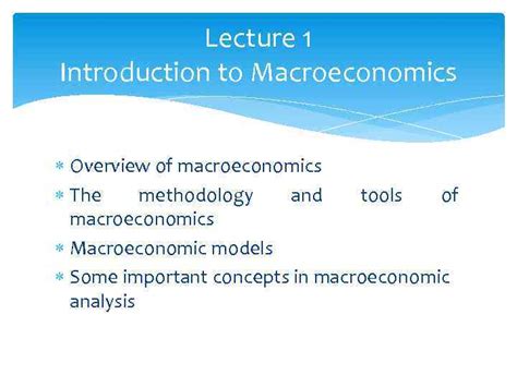 Introduction To Macroeconomics Lecture 1 Introduction To