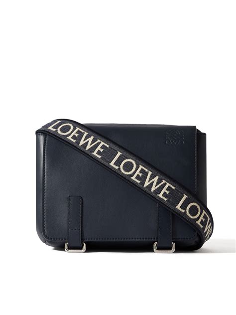 Loewe Xs Military Logo Debossed Cross Body Bag In Blue Modesens