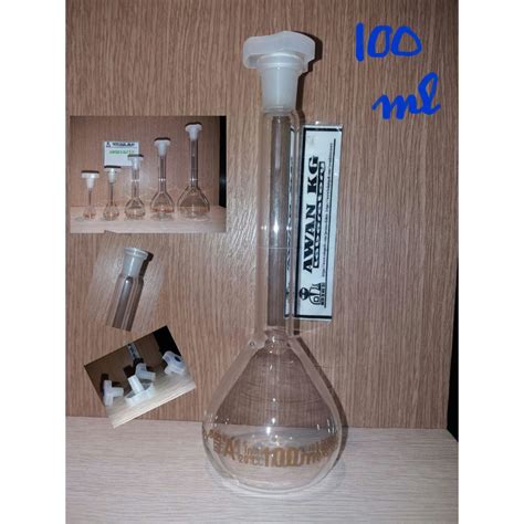 jual labu ukur ml pyrex volumetric flask  ml grade  shopee