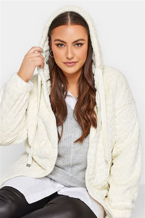 Yours Luxury Plus Size Ivory White Heart Faux Fur Jacket Yours Clothing