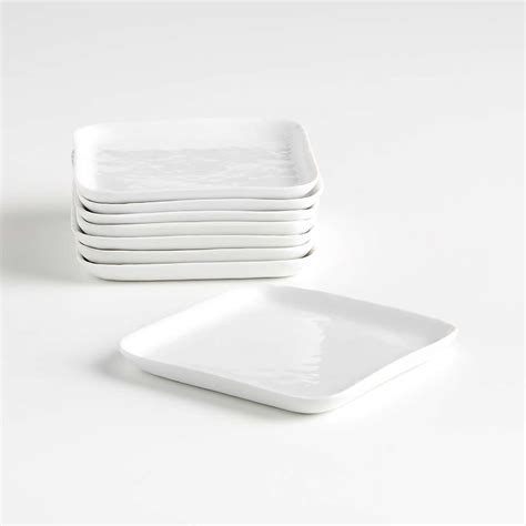 Mercer White Square Ceramic Appetizer Plates, Set of 8 + Reviews | Crate & Barrel Canada