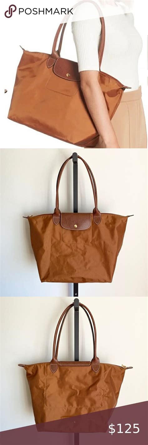 🍷 Longchamp Le Pliage Large Nylon Shoulder Tote In Cognac Longchamp