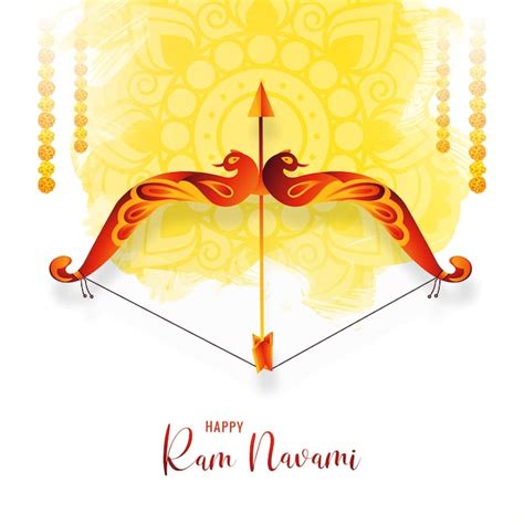 Free Vector | Lord rama with bow and arrow sri ram navami background