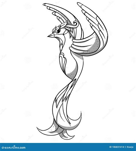 Line Art of Cartoon Bird with Shadows Stock Vector - Illustration of