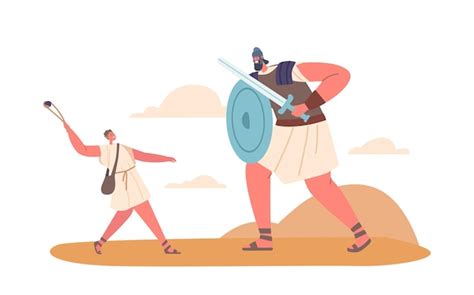 premium vector biblical story  david  goliath character
