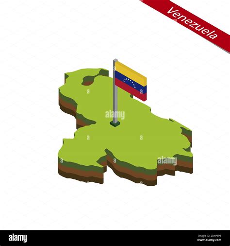 Mapa Isométrico Y Bandera De Venezuela Forma Isométrica 3d De