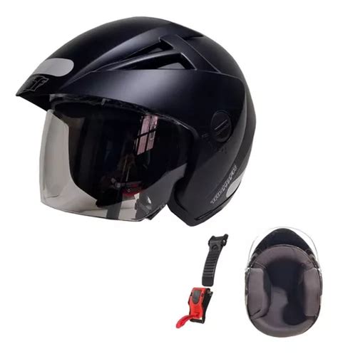 Capacete Motoqueiro Ebf Thunder Aberto Preto Fosco 56 Parcelamento