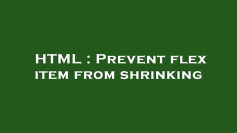 HTML Prevent Flex Item From Shrinking YouTube