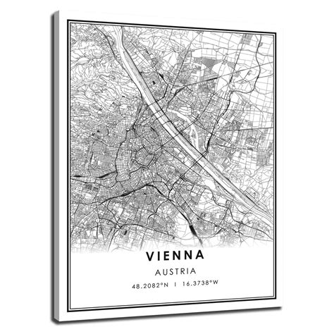 Vienna map print poster canvas | Vienna Austria ci... – Grandado