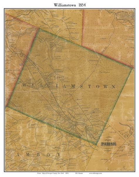 Williamstown 1854 Old Town Map With Homeowner Names New York Etsy