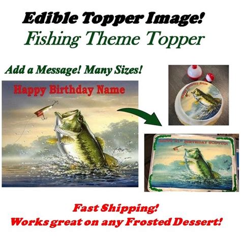 Fishing Cupcake Toppers Edible Wafer Paper Birthday Cake Fishing