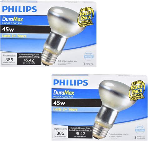 Philips 223149 Duramax 45 Watt R20 Indoor Flood Light Bulb 3 Pack X2