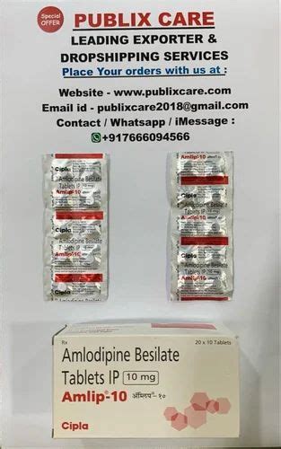 Amlip Mg Amlodipine Tablet At Rs Stripe Amlodipine Besylate