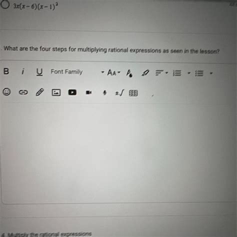 FREE What Are The Four Steps For Multiply Rational Expressions As