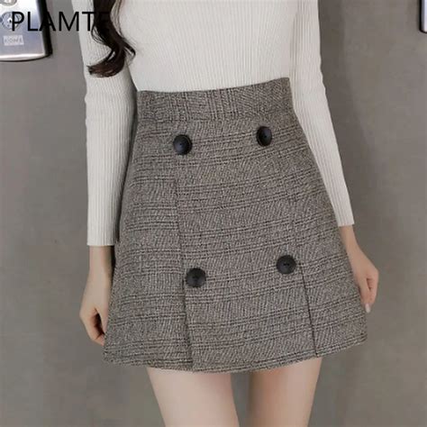 Plamtee Winter All Match Woolen Skirt High Waist A Line Elegant Women