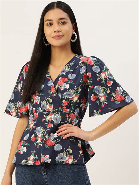 Buy Zizo By Namrata Bajaj Floral Print Crepe Wrap Top Tops For Women