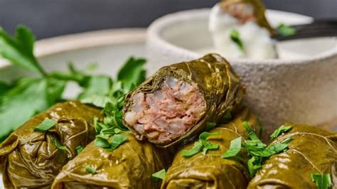 dolmades classic greek sarma recipe stuffed grape leaves  balkan