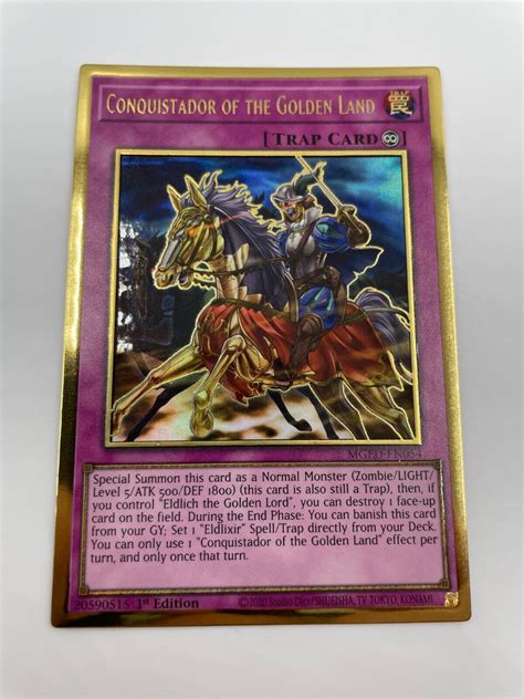 Yugioh Conquistador Of The Golden Land Mged En054 Gold 1st Nm Ebay