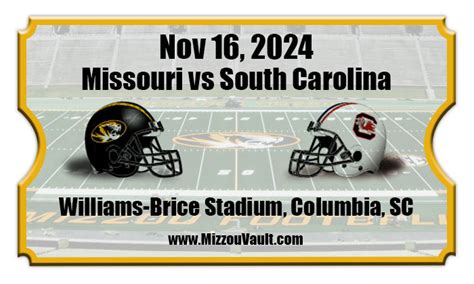 Missouri Tigers Vs South Carolina Gamecocks Football Tickets