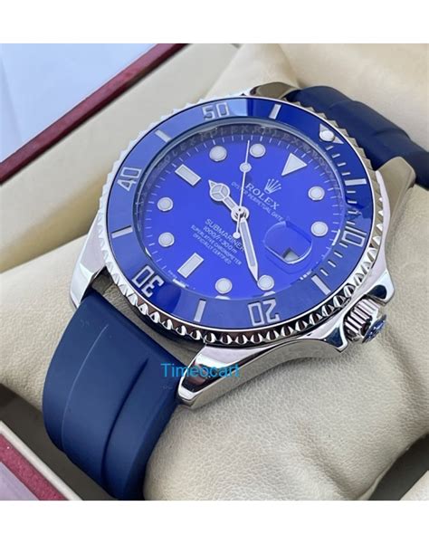 Rolex Submariner Blue Rubber Strap Swiss Automatic Watch